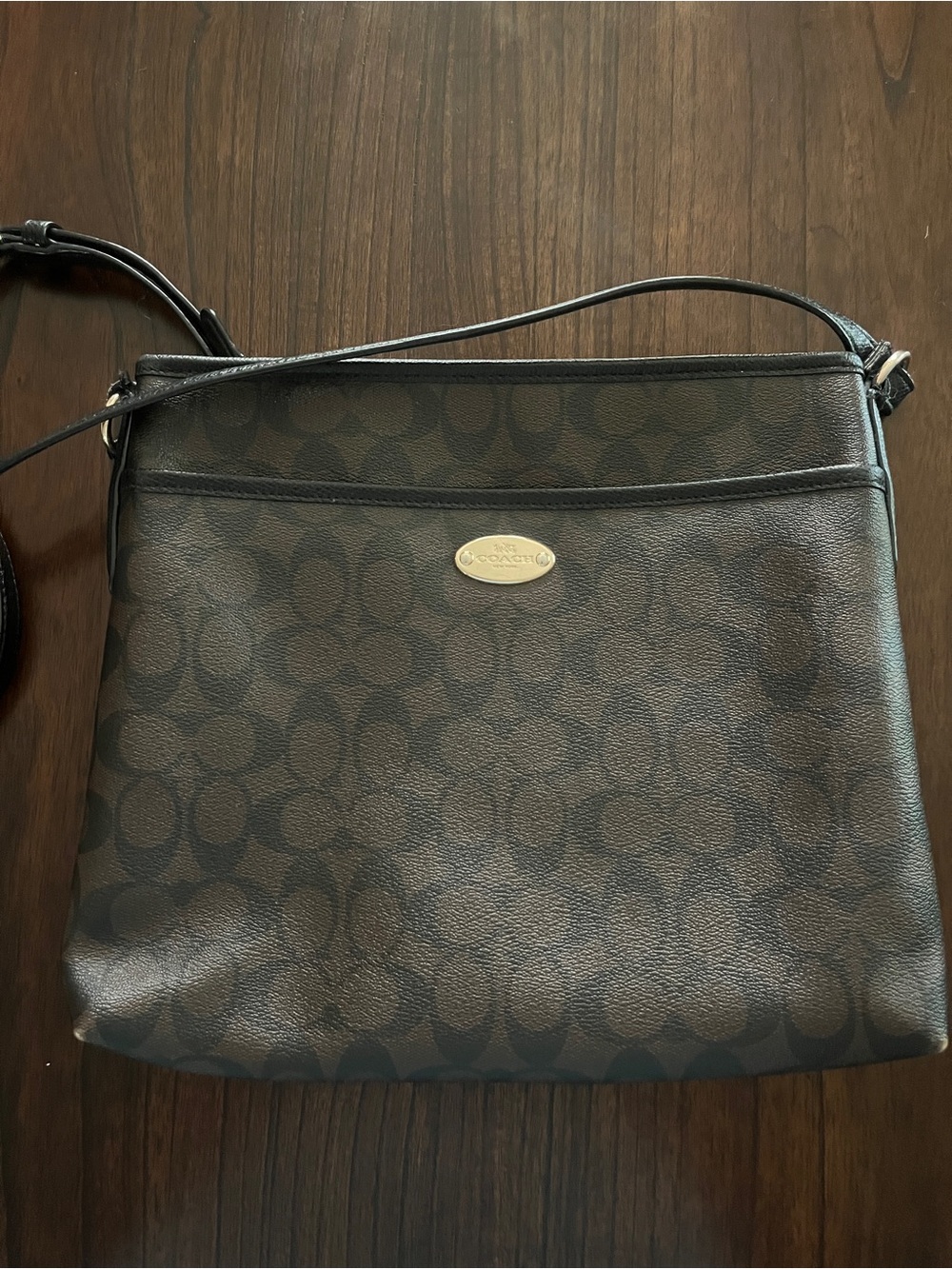 Coach Monogram Crossbody Bag in Black/Brown